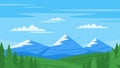Vector cartoon style background with rocky mountains