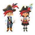Characters in pirate costumes.