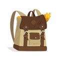 Vector cartoon style explorer bag with treasure