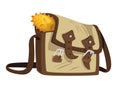 Vector cartoon style explorer bag with treasure