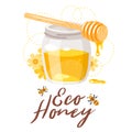 Glass honey jar. Eco organic