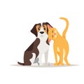 Cat and beagle dog friendship Royalty Free Stock Photo