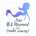 Cute mermaid character silhouette Royalty Free Stock Photo