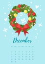 December 2018 year calendar page