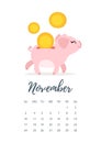 November 2019 year calendar page