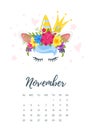 November 2018 year calendar