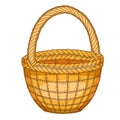 Vector cartoon style illustration. Wicker basket of on a white background