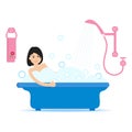 Girl taking a relaxing bubble bath