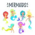 Set of cute mermaid character Royalty Free Stock Photo