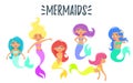 set of cute mermaid character Royalty Free Stock Photo