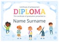 Kids diploma certificate for preschool