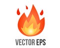 Vector cartoon styled depicted as red, orange and yellow flickering flame fire icon Royalty Free Stock Photo