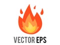 Vector cartoon-styled depicted as red, orange, yellow flickering flame fire icon Royalty Free Stock Photo