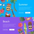 Vector cartoon summer travel elements web banner templates illustration Royalty Free Stock Photo