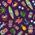 Vector cartoon summer travel elements pattern or background illustration