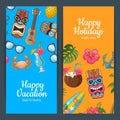 Vector cartoon summer travel web banner templates illustration Royalty Free Stock Photo