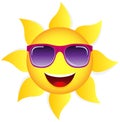 Vector Cartoon Sun with Sunglasses Royalty Free Stock Photo