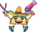 Vector - Cartoon taco wearing a sombrero