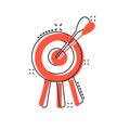 Vector cartoon target aim icon in comic style. Darts game sign illustration pictogram. Success business splash effect concept Royalty Free Stock Photo