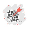 Vector cartoon target aim icon in comic style. Darts game sign illustration pictogram. Success business splash effect concept Royalty Free Stock Photo