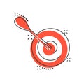 Vector cartoon target aim icon in comic style. Darts game sign illustration pictogram. Success business splash effect concept Royalty Free Stock Photo