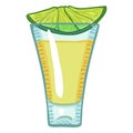 Vector Cartoon Tequila Shot with Lime Slice