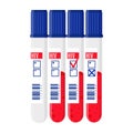 Vector cartoon test tubes with blood testing for AIDS