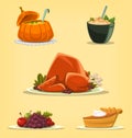 Vector cartoon thanksgiving dish menu