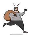 Vector cartoon thief man with face masked