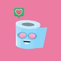 Vector funny cartoon toilet paper roll character with sunglasses isolated on pink background. funky smiling kawaii tolet Royalty Free Stock Photo