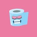 Vector funny cartoon toilet paper roll character with sunglasses isolated on pink background. funky smiling kawaii tolet Royalty Free Stock Photo