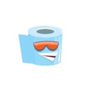 Vector funny cartoon toilet paper roll character with sunglasses isolated on white background. funky smiling kawaii Royalty Free Stock Photo