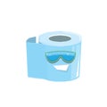 Vector funny cartoon toilet paper roll character with sunglasses isolated on white background. funky smiling kawaii Royalty Free Stock Photo