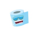 Vector funny cartoon toilet paper roll character with sunglasses isolated on white background. funky smiling kawaii Royalty Free Stock Photo