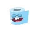 Vector funny cartoon toilet paper roll character with sunglasses isolated on white background. funky smiling kawaii Royalty Free Stock Photo