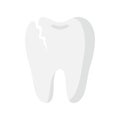 Vector cartoon tooth with dental crack and ache disease