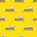 Vector cartoon toy seamless pattern. Little steam