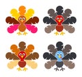 vector cartoon turkey birds for thanksgiving day