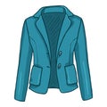 Vector Cartoon Turquoise Women Jacket