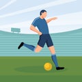 Vector cartoon Under Construction Concept with stop sign. flat designSoccer Player Kicking Ball Vector Illustration, playing footb