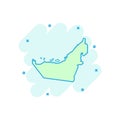 Vector cartoon United Arab Emirates map icon in comic style. Uni