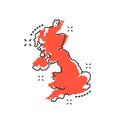 Vector cartoon United Kingdom map icon in comic style. United Kingdom sign illustration pictogram. Cartography map business