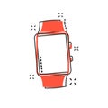 Vector cartoon watch icon in comic style. Clock sign illustration pictogram. Timer business splash effect concept.