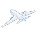 Vector Cartoon White Passenger Airplane. Commercial Aviation Aircraft.