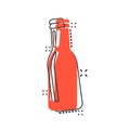 Vector cartoon wine, beer, water bottle icon in comic style. Alcohol bottle concept illustration pictogram. Beer, vodka, wine