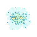 Vector cartoon wow comic sound effects icon in comic style. Sound bubble speech sign illustration pictogram. Wow business splash