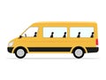 Vector cartoon yellow minibus passengers