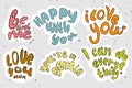 Vector cartooning lettering about love and motivation Royalty Free Stock Photo