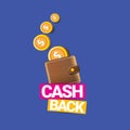 Vector cash back icon with coins and wallet Royalty Free Stock Photo