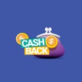 Vector cash back icon with coins and wallet Royalty Free Stock Photo